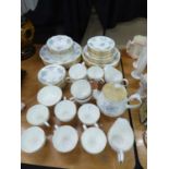 COLCLOUGH 'WILD ROSE' PATTERN CHINA TEA AND DINNER WARES FOR SIX PERSONS