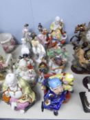COLLECTION OF MODERN ORIENTAL CERAMIC FIGURES, including: THREE OF THE LAUGHING BUDDHA, two with