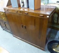 MID-20TH CENTURY MAHOGANY LARGE TWO DOOR RECORD STORAGE CABINET WITH TWO SHALLOW FRIEZE DRAWERS