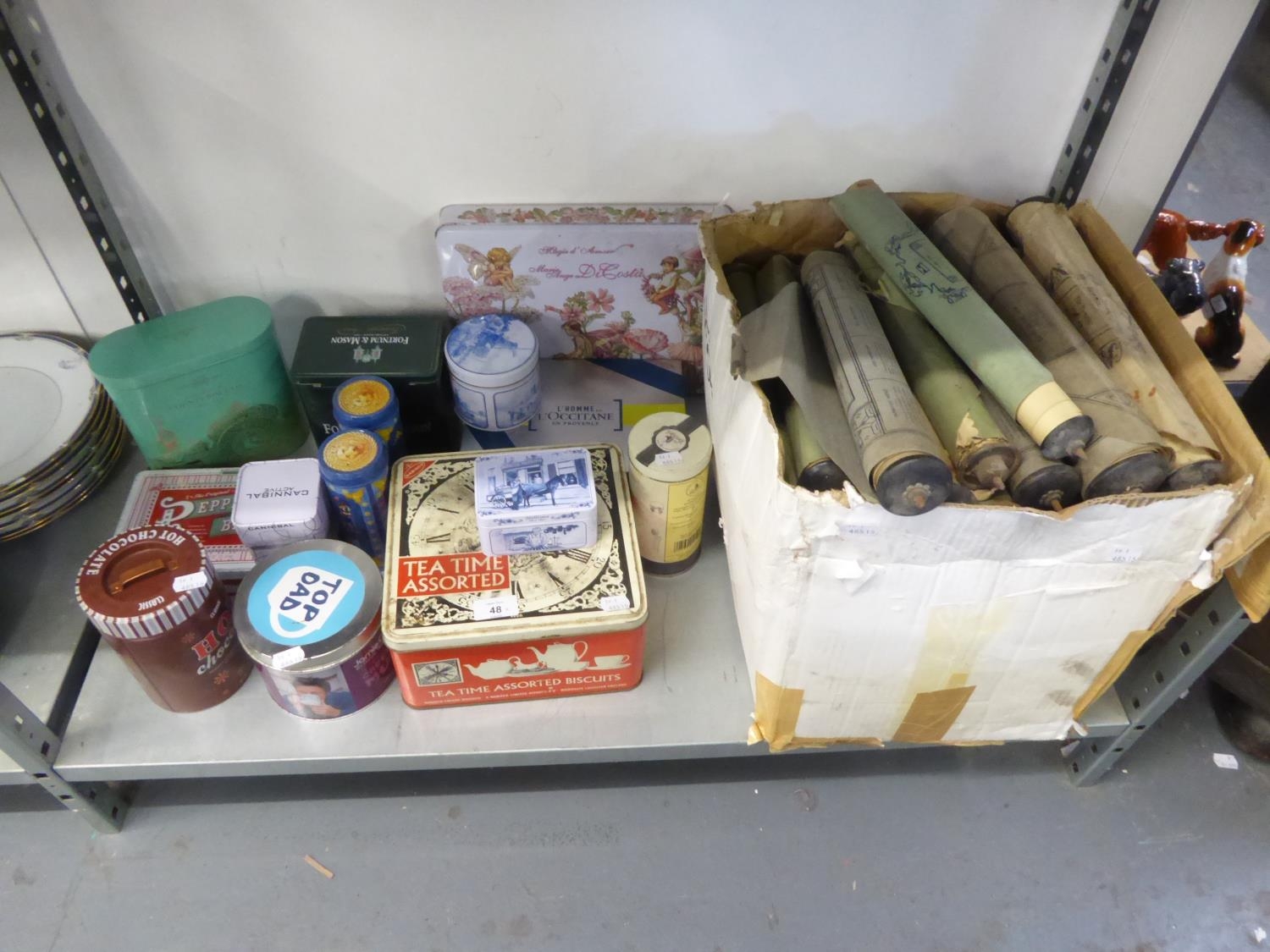 SELECTION OF PIANOLA ROLLS (APPROXIMATELY 50) AND VARIOUS BISCUIT TINS