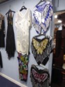THREE MADE IN INDIA, LADY’S SILK LINED BLOUSES, SEQUINNED WITH BUTTERFLIES, all ‘free size’, (3)