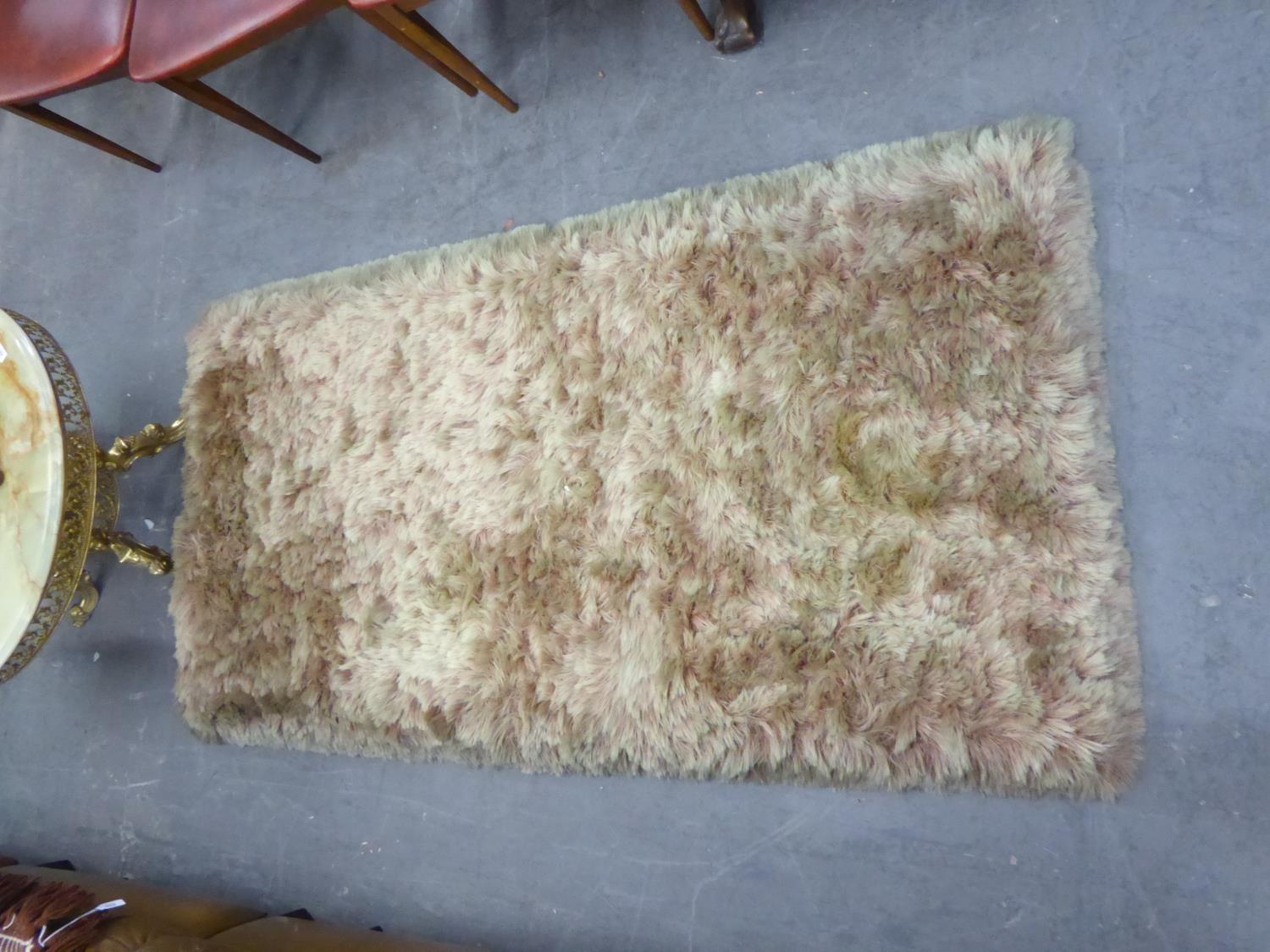 OUTRAM & PEEL’S ‘COUNTESS’ BEIGE PURE MOHAIR OBLONG HEARTH RUG, 6ft x 3ft (182.8 x 91.4cm)