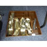 A QUANTITY OF ELECTROPLATE EARLY ENGLISH PATTERN TABLE CUTLERY