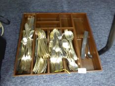 A QUANTITY OF ELECTROPLATE EARLY ENGLISH PATTERN TABLE CUTLERY