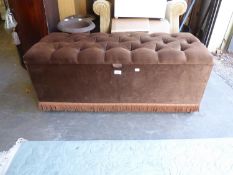 BUTTON UPHOLSTERED OTTOMAN BOX, 40CM HIGH X 106CM LONG X 43CM DEEP