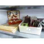 MIXED LOT OF MINOR COLLECTABLES, to include: 1960’s MANICURE (PART) SET, in red leather holder,