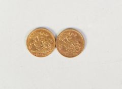 TWO EDWARD VII 1903 AND 1905 GOLD HALF SOVEREIGNS (2)