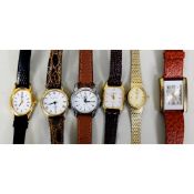 LADY'S ROTARY GOLD PLATED BRACELET WATCH and 5 LADY'S QUARTZ WRISTWATCHES with leather straps (6)