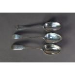 SINGLE LATE GEORGE II SILVER OLD ENGLISH PATTERN TABLE SPOON engraved with contemporaneous