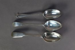 SINGLE LATE GEORGE II SILVER OLD ENGLISH PATTERN TABLE SPOON engraved with contemporaneous