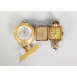 LADY'S INGERSOLL, BRITISH, GOLD PLATED FOB WATCH with 7 jewels mechanical movement, circular