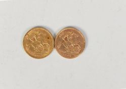 TWO EDWARD VII 1906 GOLD HALF SOVEREIGNS (2)
