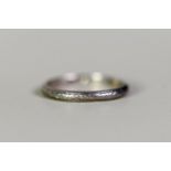 PLATINUM WEDDING RING with engraved decoration, 2.6gms, ring size L/M, 2.6gms