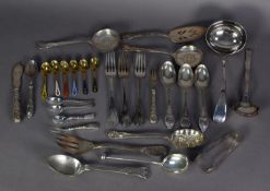 SELECTION OF DECORATIVE ELECTROPLATE SERVING AND OTHER CUTLERY, including a set of three double