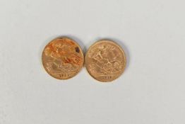 TWO GEORGE V 1911 AND 1912 GOLD HALF SOVEREIGNS (2)