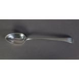 GEORGE III SILVER OLD ENGLISH PATTERN BASTING SPOON, later engraved with cursive initials, by Thomas