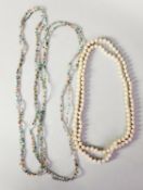 FACET CUT GLASS GRADUATED BEAD NECKLACE; SELECTION OF BEAD NECKLACES, two being approximately