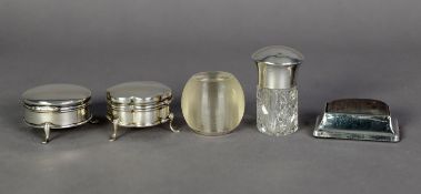 TWO SMALL EDWARDIAN SILVER RING BOXES, one circular Chester 1908 the other POLYFOIL SHAPED,