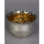 LATE VICTORIAN CASED SILVER SUGAR BOWL with gilded interior, originally with a spoon (now absent),