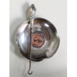 EDWARDIAN SILVER QUATRELOBATE FORM PIN TRAY, the centre inset with a VICTORIAN (1855) PENNY,