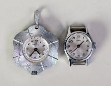 HANOWA SWISS PENDANT WATCH with 17 jewels movement, circular silvered arabic dial, in engraved steel