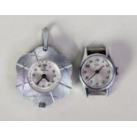HANOWA SWISS PENDANT WATCH with 17 jewels movement, circular silvered arabic dial, in engraved steel