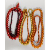 6 NECKLACES OF IMITATION AMBER AND OTHER BEADS (6)