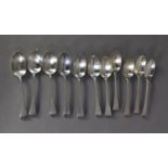 SET OF SIX VICTORIAN SILVER OLD ENGLISH PATTERN CRESTED DESSERT SPOONS by George Adams, London 1876,