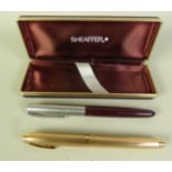 SCHEAFFER ENGINE TURNED ROLLED GOLD FOUNTAIN PEN with 14k gold nib and a Parker 51 FOUNTAIN PEN (2)