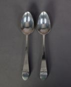 PAIR OF GEORGE III IRISH OLD ENGLISH PATTERN CRESTED TABLE SPOONS by John Power, Dublin 1794, 4 oz