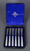 CASED SET of EARLY 20th CENTURY MOTHER-of-PEARL handled SILVER TEA KNIVES, Sheffield 1911,