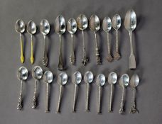 SET OF 6 SILVER SEAL TOP COFFEE SPOONS, with bead decorated handles, Birmingham 1931; VICTORIAN