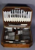 POST-WAR OAK CASED 49 PIECE CANTEEN OF A1 QUALITY ELECTROPLATED CANTEEN OF CUTLERY for SIX PLACE