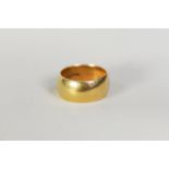 EDWARDIAN 18ct GOLD BROAD WEDDING RING, 10mm wide, Birmingham 1904, 10.9gms, ring size O/Q