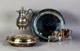 FOUR PIECES OF ELECTROPLATE, comprising: OVAL ENTRÉE DISH WITH TWO HANDLED COVER, WALKER AND HALL