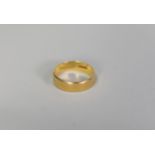 18ct GOLD BROAD WEDDING RING, 6.2gms, ring size S/T, Birmingham 1988