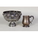 GEORGE V SILVER BALUSTER TANKARD BY ELKINGTON & Co, of typical form with acanthus capped double