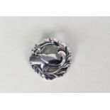 GEORG JENSEN, DANISH SILVER CIRCULAR BROOCH of wreath and dove pattern, No 123, London hallmark 1947