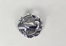 GEORG JENSEN, DANISH SILVER CIRCULAR BROOCH of wreath and dove pattern, No 123, London hallmark 1947