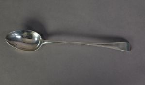 EARLY GEORGE III SILVER OLD ENGLISH PATTERN BASTING SPOON, maker's mark illegible, poorly struck,