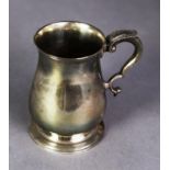 GEORGIAN STYLE SILVER TANKARD OF GOOD GAUGE, of baluster for with acanthus capped scroll handle