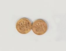 TWO GEORGE V 1913 GOLD HALF SOVEREIGNS (2)