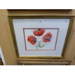 JILL GOWER-JONES WATERCOLOUR DRAWING 'POPPIES'  SIGNED LOWER RIGHT 9" X 11 1/2" (23cm x 29cm)