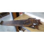 TWO 'DISSTON' HENRY PORTER COMPANY, CANADA VINTAGE WOODEN SAWS, WITH 26" X 24" BLADES, THE