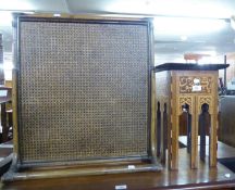 A SMALL MIDDLE EASTERN SQUARE OCCASIONAL TABLE, RAISED ON MOORISH ARCH PANEL SIDES, (TOP AS FOUND)