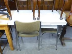 CIRCA 1960's 'SUPERMATIC' DRAW-LEAF KITCHEN TABLE, WITH FORMICA TOP AND CHROMED METAL LEGS AND A