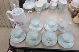 ROYAL ALBERT CIRCA 1960's CHINA COFFEE SET FOR SIX PERSONS, 'Elfin' pattern, 15 PIECES INCLUDING