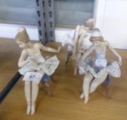 THREE LLADRO PORCELAIN FIGURES OF SEATED BALLERINAS, comprising, ‘OPENING NIGHT’, ‘PRETTY BALLERINA’