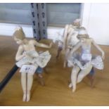 THREE LLADRO PORCELAIN FIGURES OF SEATED BALLERINAS, comprising, ‘OPENING NIGHT’, ‘PRETTY BALLERINA’