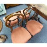 SET OF FOUR NINETEENTH CENTURY CARVED WALNUT SINGLE DINING CHAIRS, each with waited back, serpentine